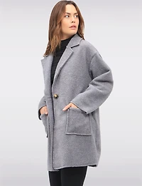 Single-Breasted Notch Collar Boucle Coat with Patch Pockets by Froccella