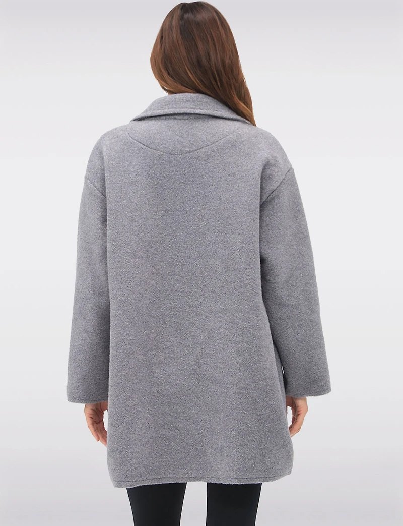 Single-Breasted Notch Collar Boucle Coat with Patch Pockets by Froccella