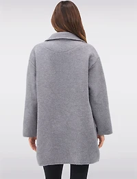 Single-Breasted Notch Collar Boucle Coat with Patch Pockets by Froccella