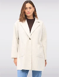 Single-Breasted Notch Collar Herringbone Coat with Patch Pockets by Froccella