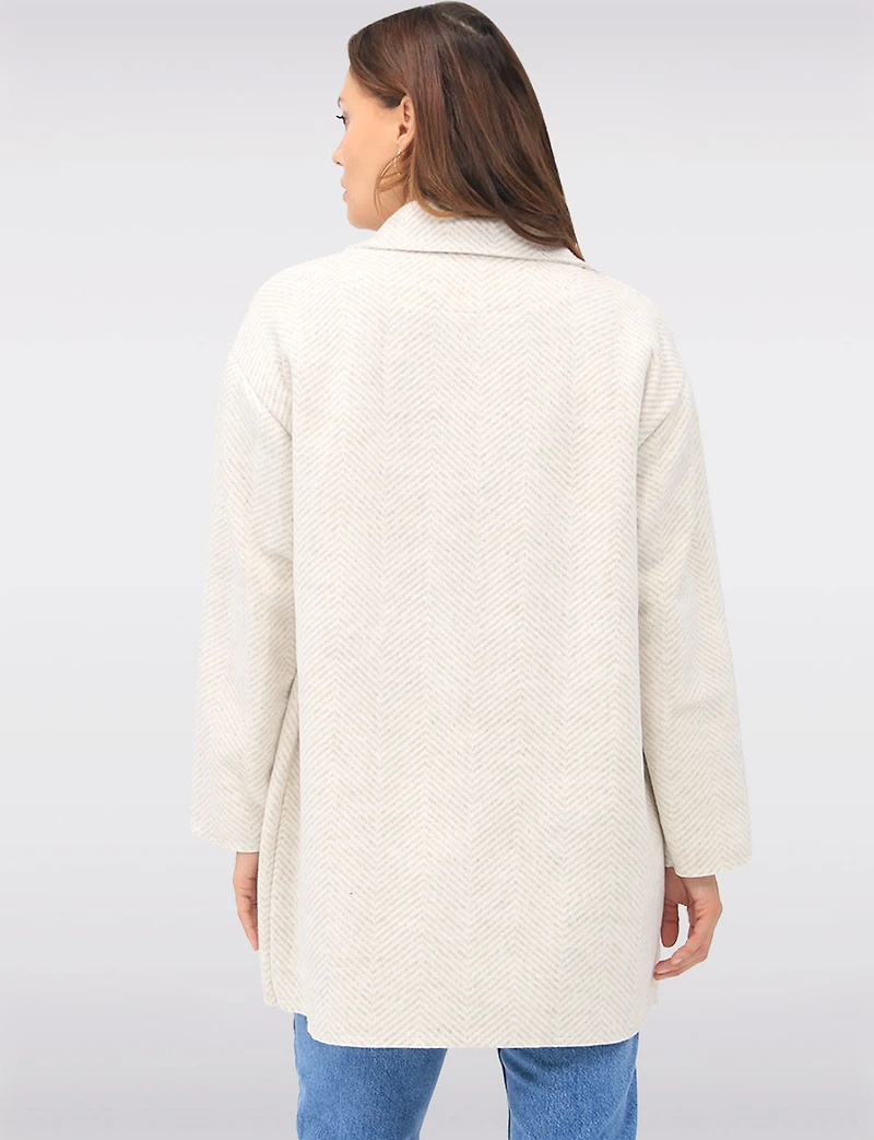 Single-Breasted Notch Collar Herringbone Coat with Patch Pockets by Froccella