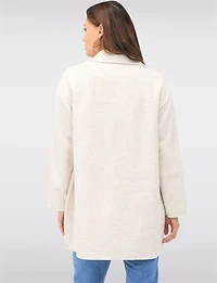 Single-Breasted Notch Collar Herringbone Coat with Patch Pockets by Froccella