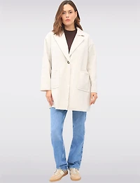 Single-Breasted Notch Collar Herringbone Coat with Patch Pockets by Froccella