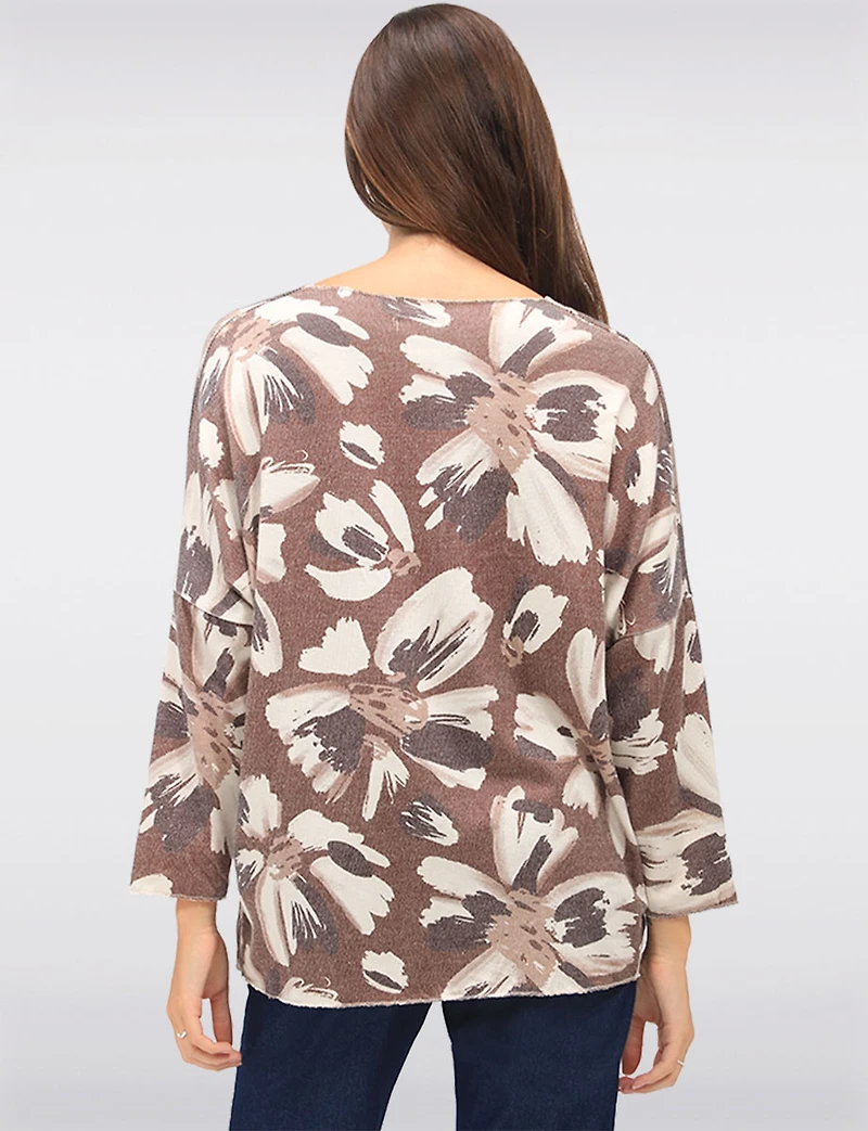 Soft Lightweight Wool-Blend V-Neck Knit Top with Dolman Sleeves by Froccella