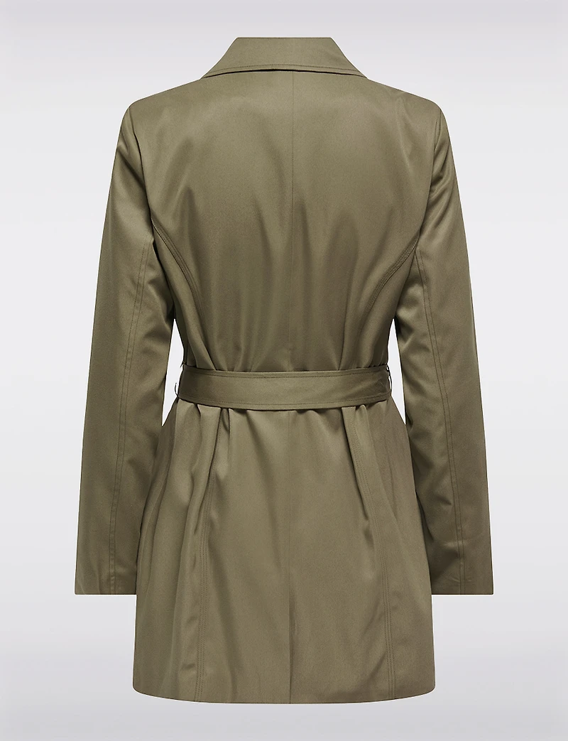 Classic Double-Breasted Short Trench Coat with Removable Belt by ONLY
