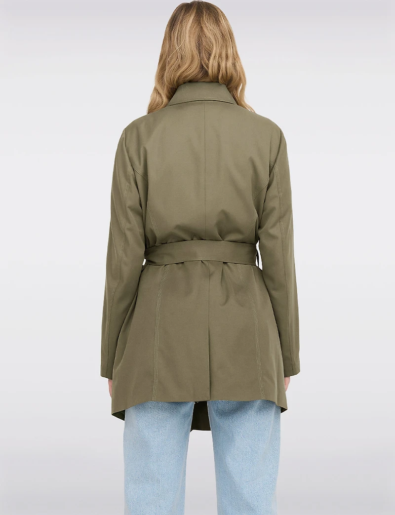 Classic Double-Breasted Short Trench Coat with Removable Belt by ONLY