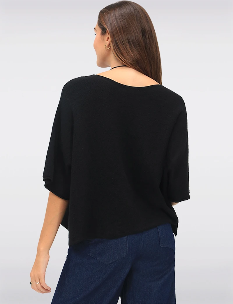 Soft Cropped Knit Top with Dolman Sleeves and Necklace by Froccella