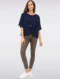 Soft Cropped Knit Top with Dolman Sleeves and Necklace by Froccella
