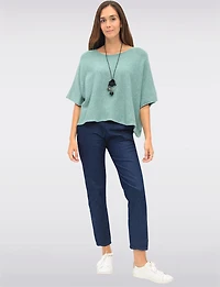 Soft Cropped Knit Top with Dolman Sleeves and Necklace by Froccella