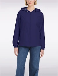 Lightweight Active Sporty Windbreaker Jacket With Striped-Lined Hood by Details