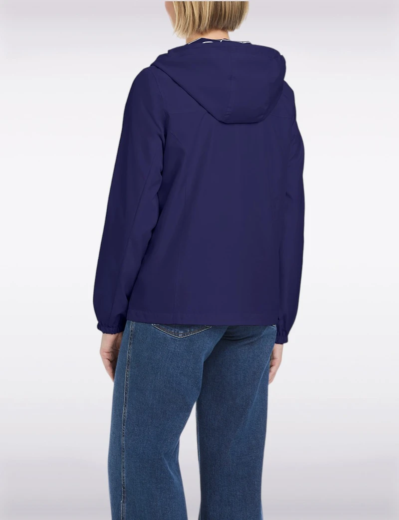 Lightweight Active Sporty Windbreaker Jacket With Striped-Lined Hood by Details