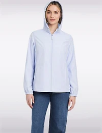 Lightweight Active Sporty Windbreaker Jacket With Striped-Lined Hood by Details