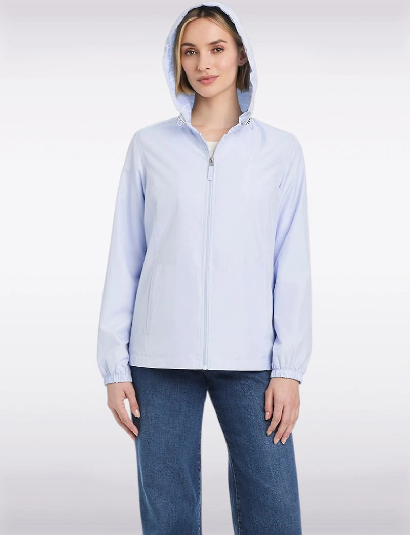 Lightweight Active Sporty Windbreaker Jacket With Striped-Lined Hood by Details