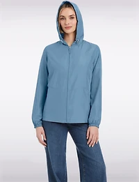 Lightweight Active Sporty Windbreaker Jacket With Striped-Lined Hood by Details