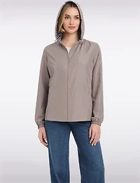 Lightweight Active Sporty Windbreaker Jacket With Striped-Lined Hood by Details