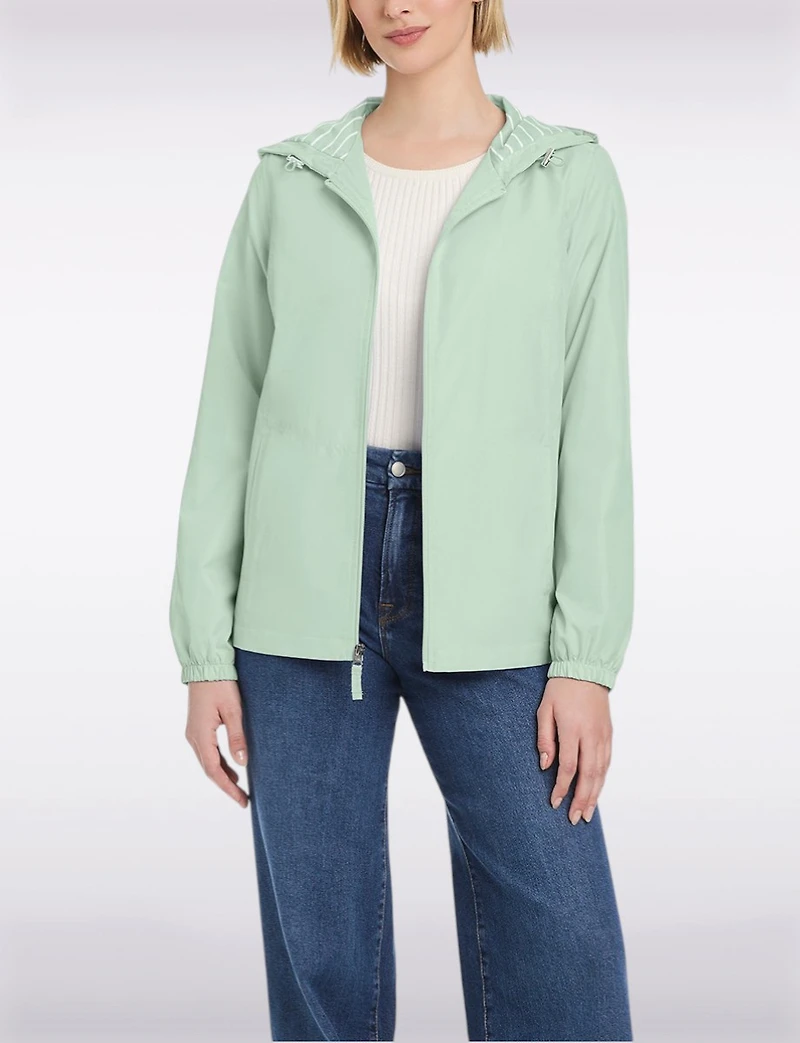 Lightweight Active Sporty Windbreaker Jacket With Striped-Lined Hood by Details