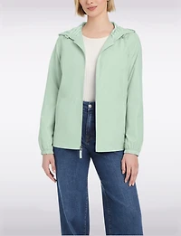 Lightweight Active Sporty Windbreaker Jacket With Striped-Lined Hood by Details