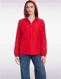 Lightweight Active Sporty Windbreaker Jacket With Striped-Lined Hood by Details