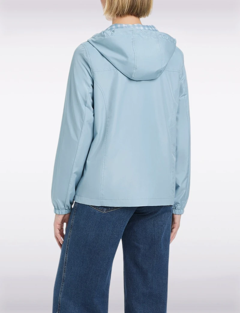 Lightweight Active Sporty Windbreaker Jacket With Gingham-Lined Hood by Details