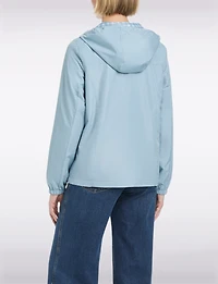 Lightweight Active Sporty Windbreaker Jacket With Gingham-Lined Hood by Details