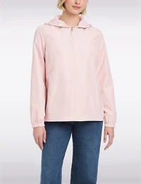 Lightweight Active Sporty Windbreaker Jacket With Gingham-Lined Hood by Details