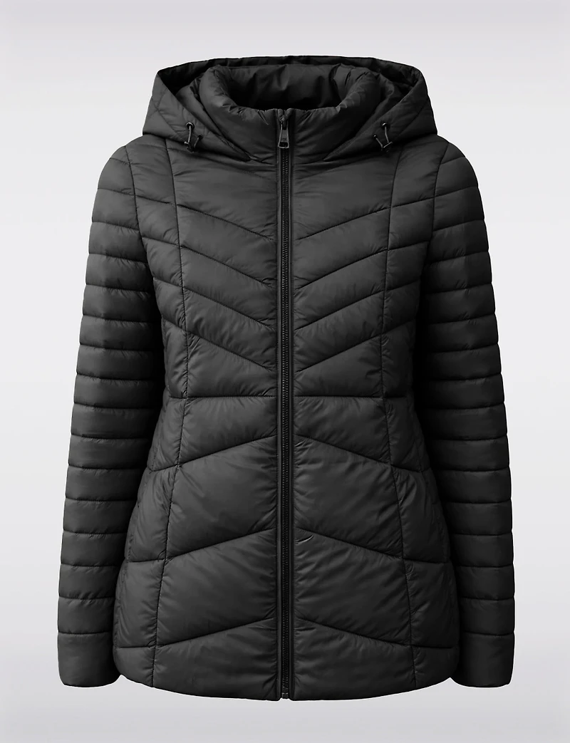 Lightweight Active Sporty Short Hooded Quilted Puffer Jacket by Point Zero