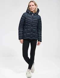 Lightweight Active Sporty Short Hooded Quilted Puffer Jacket by Point Zero