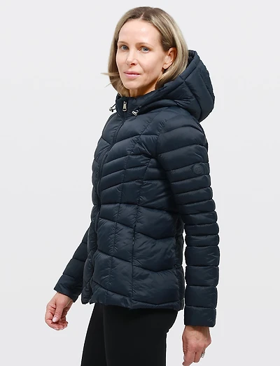 Lightweight Active Sporty Short Hooded Quilted Puffer Jacket by Point Zero