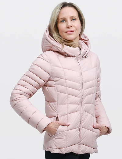 Lightweight Active Sporty Short Hooded Quilted Puffer Jacket by Point Zero