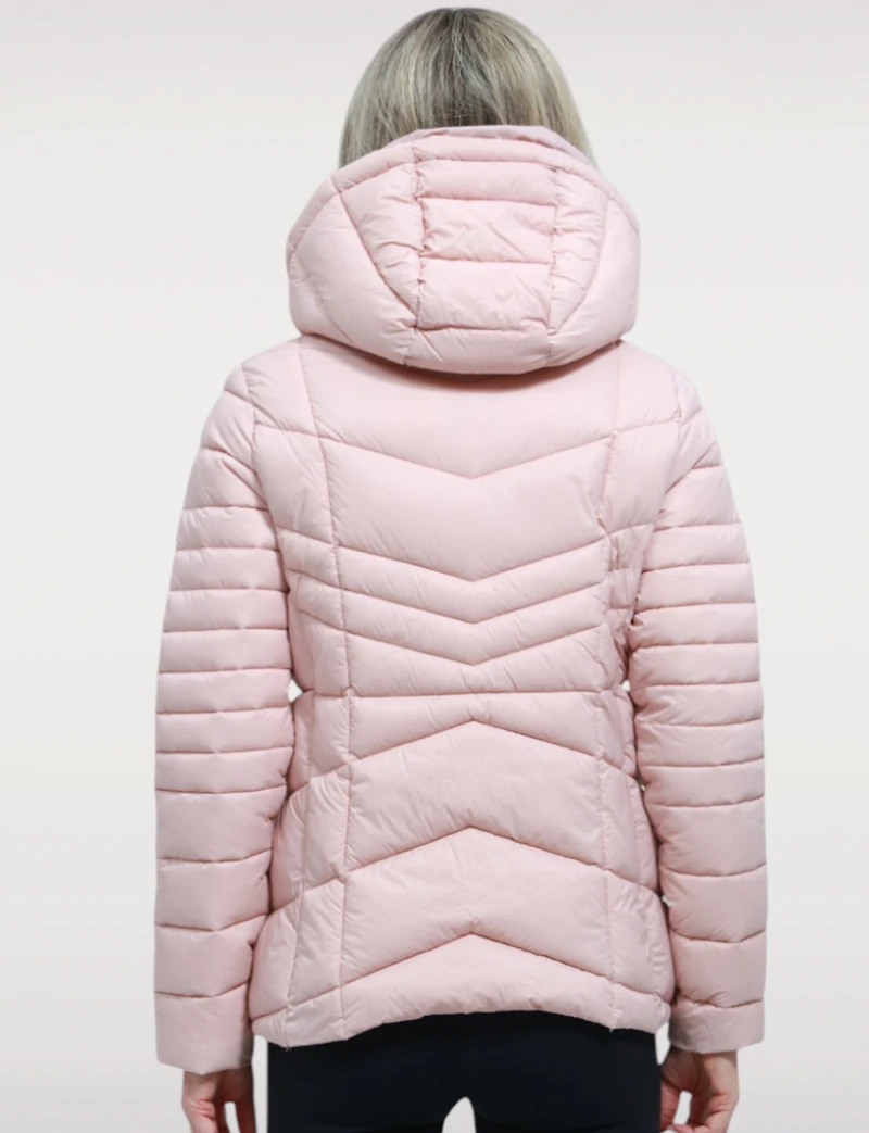 Lightweight Active Sporty Short Hooded Quilted Puffer Jacket by Point Zero