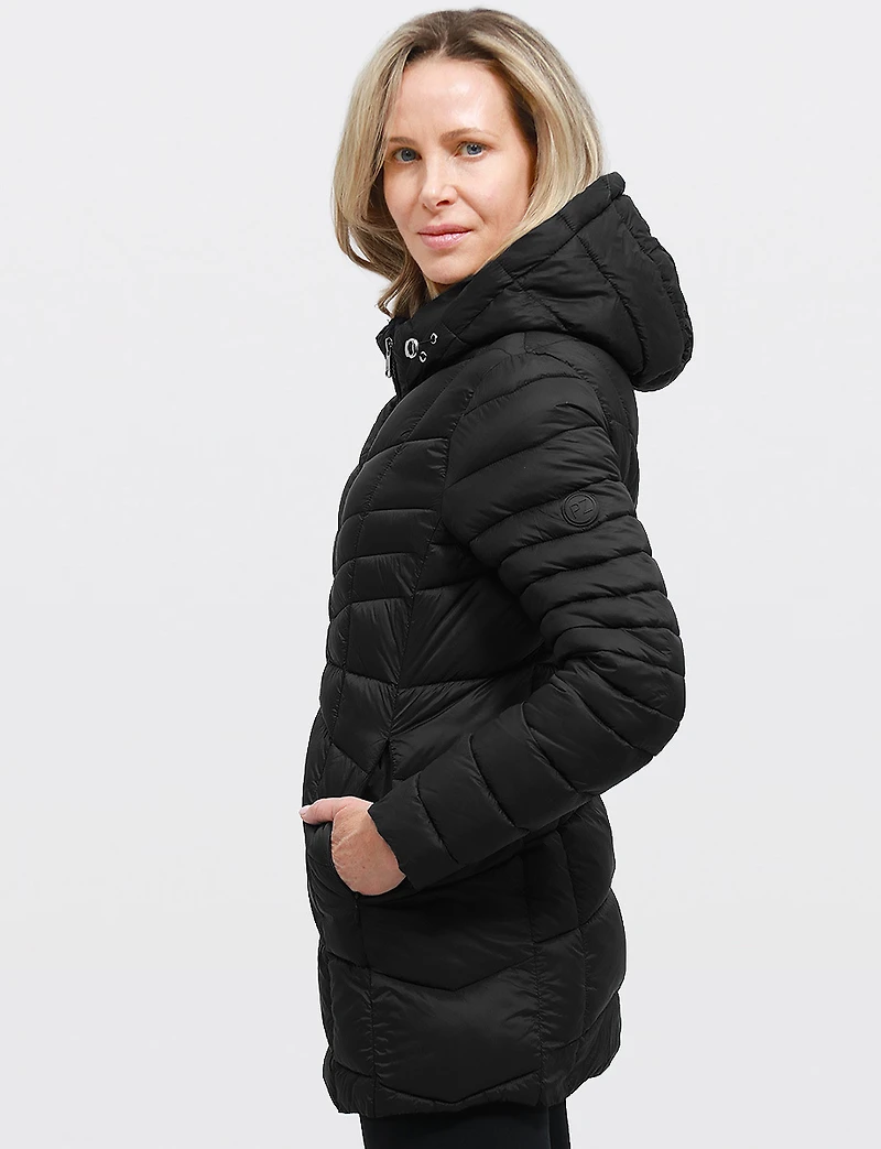 Vegan Ultra-Lightweight Active Sporty Hooded Quilted Puffer Jacket by Point Zero