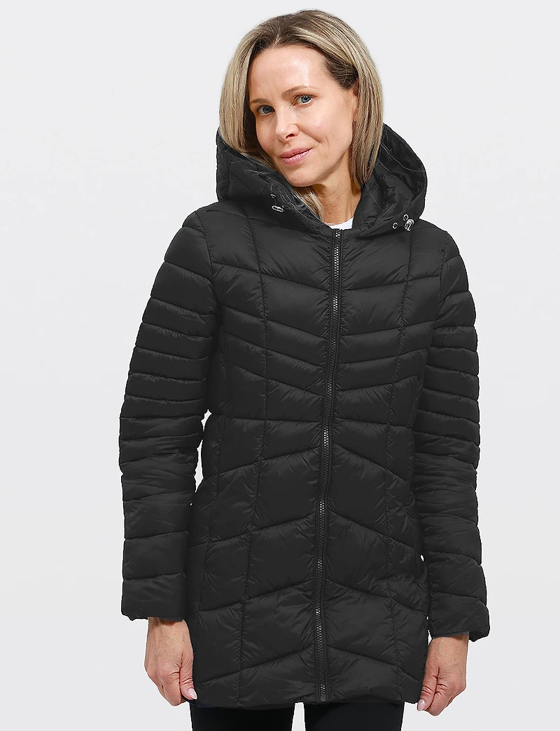 Vegan Ultra-Lightweight Active Sporty Hooded Quilted Puffer Jacket by Point Zero