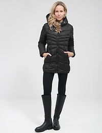Vegan Ultra-Lightweight Active Sporty Hooded Quilted Puffer Jacket by Point Zero