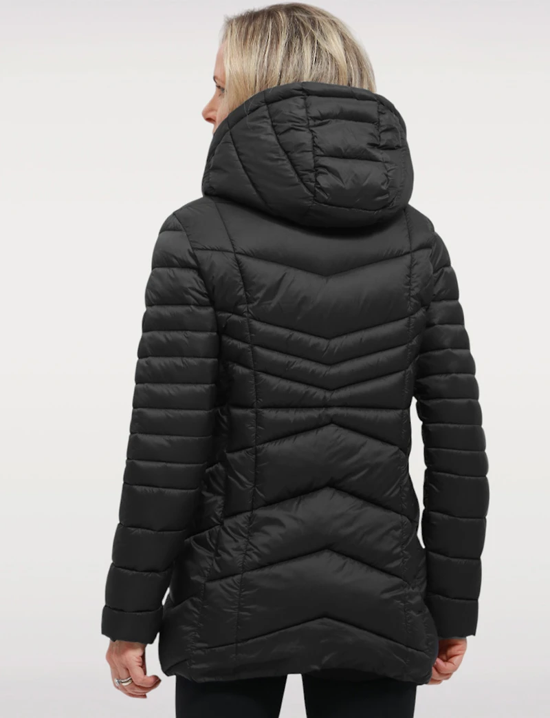 Vegan Ultra-Lightweight Active Sporty Hooded Quilted Puffer Jacket by Point Zero