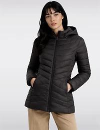 Vegan Ultra-Lightweight Active Sporty Hooded Quilted Puffer Jacket by Point Zero