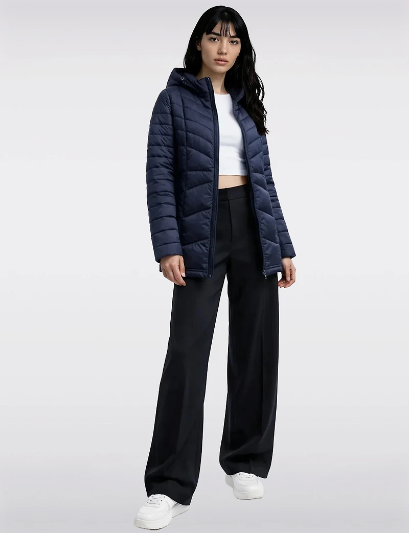 Vegan Ultra-Lightweight Active Sporty Hooded Quilted Puffer Jacket by Point Zero