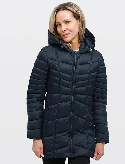 Vegan Ultra-Lightweight Active Sporty Hooded Quilted Puffer Jacket by Point Zero