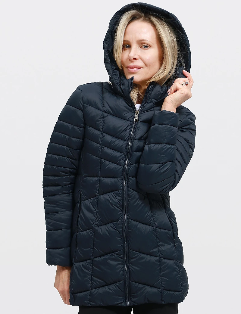Vegan Ultra-Lightweight Active Sporty Hooded Quilted Puffer Jacket by Point Zero