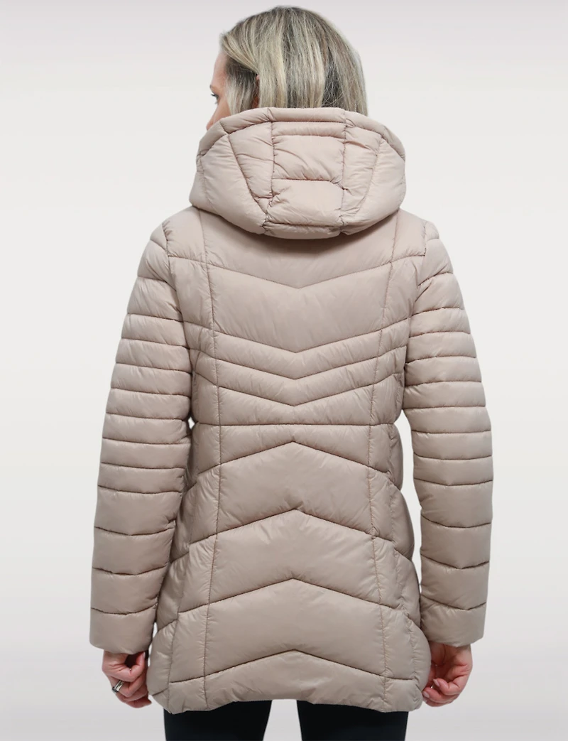Vegan Ultra-Lightweight Active Sporty Hooded Quilted Puffer Jacket by Point Zero
