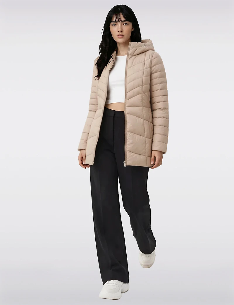 Vegan Ultra-Lightweight Active Sporty Hooded Quilted Puffer Jacket by Point Zero