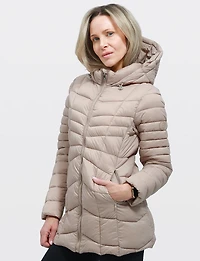 Vegan Ultra-Lightweight Active Sporty Hooded Quilted Puffer Jacket by Point Zero