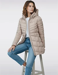 Vegan Ultra-Lightweight Active Sporty Hooded Quilted Puffer Jacket by Point Zero