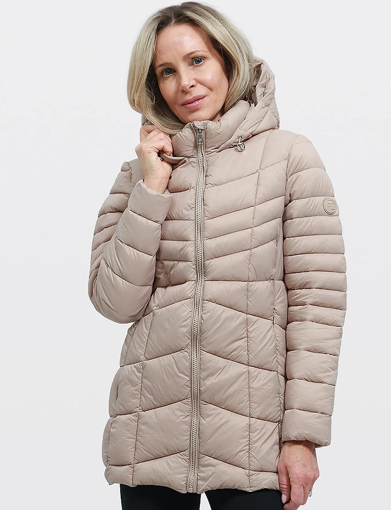 Vegan Ultra-Lightweight Active Sporty Hooded Quilted Puffer Jacket by Point Zero
