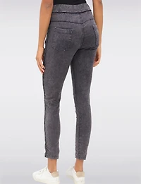 Slim-Fit Crinkled Stretch Pants with Stud Detail & Drawstring Waist by Froccella
