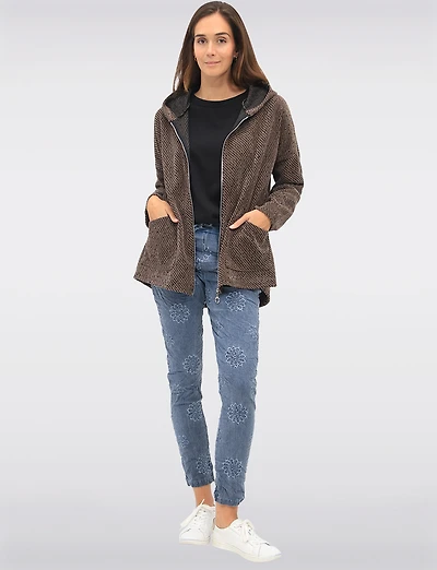 Slim Fit Chic Crinkled Pull-On Pants with Embroidered Front Detail by Froccella