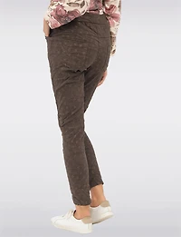 Stretch Crinkled Pull-On Pants with Gold Detailed Design & Pockets by Froccella