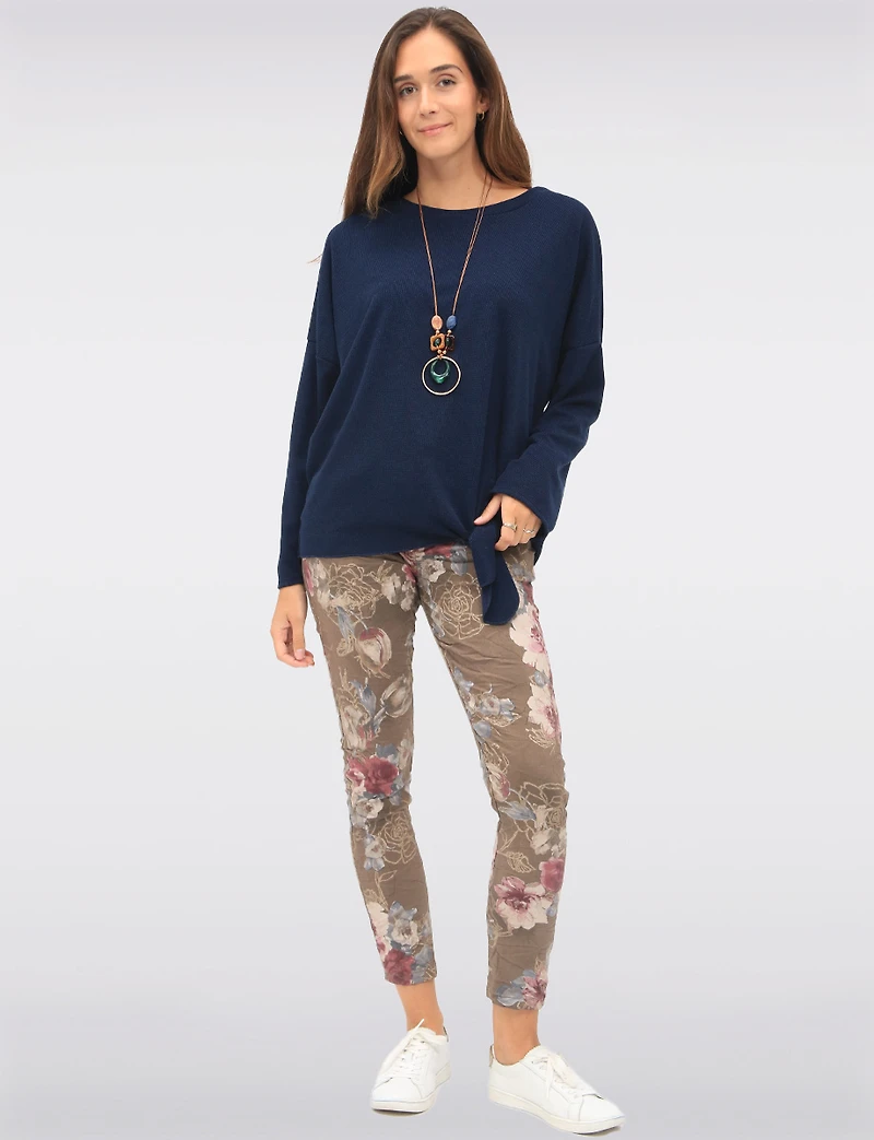 Floral Print Crinkle Pants with Adjustable Drawstring and Pockets by Froccella