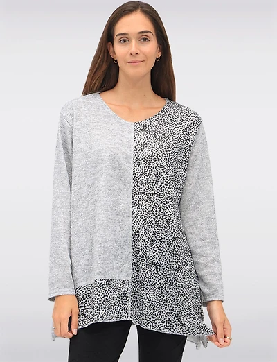Stylish Leopard Print Patch Panel Tunic by Froccella