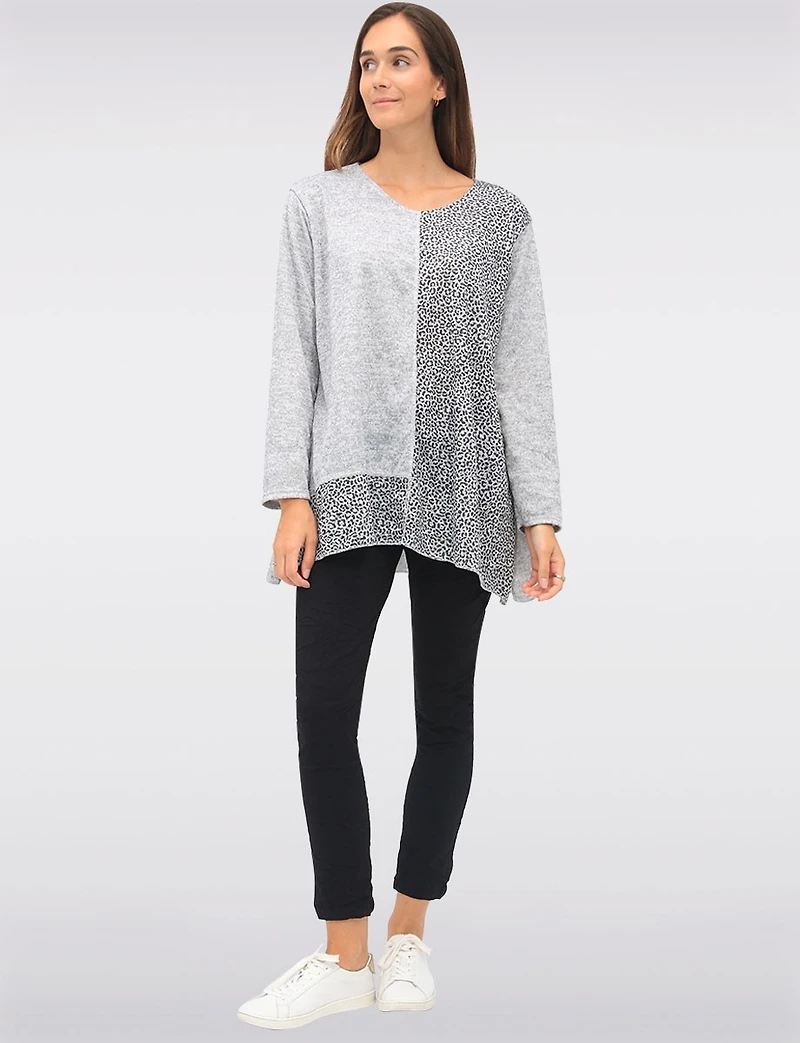 Stylish Leopard Print Patch Panel Tunic by Froccella