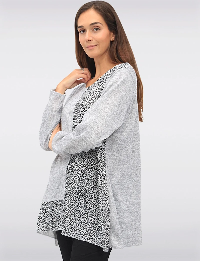 Stylish Leopard Print Patch Panel Tunic by Froccella